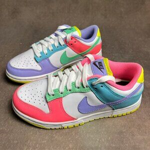 Nike Dunk Low SE Mismatched Neon Colorblock Sneakers